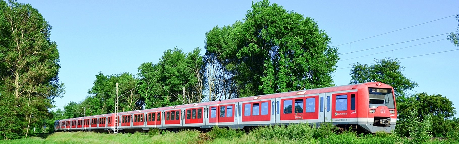 S-Bahn Eine Hamburger S-Bahn fährt durchs Grüne. © VNO